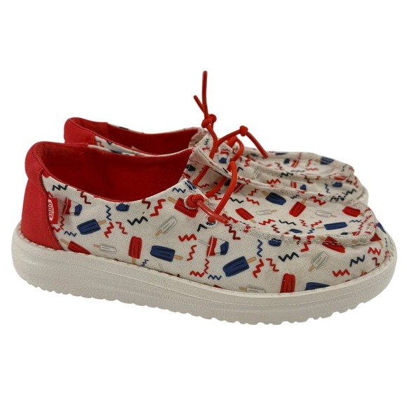 Hey Dude Youth Summer Americana Popsicle Shoes Red White Blue 4th of July USA - Picture 2 of 6